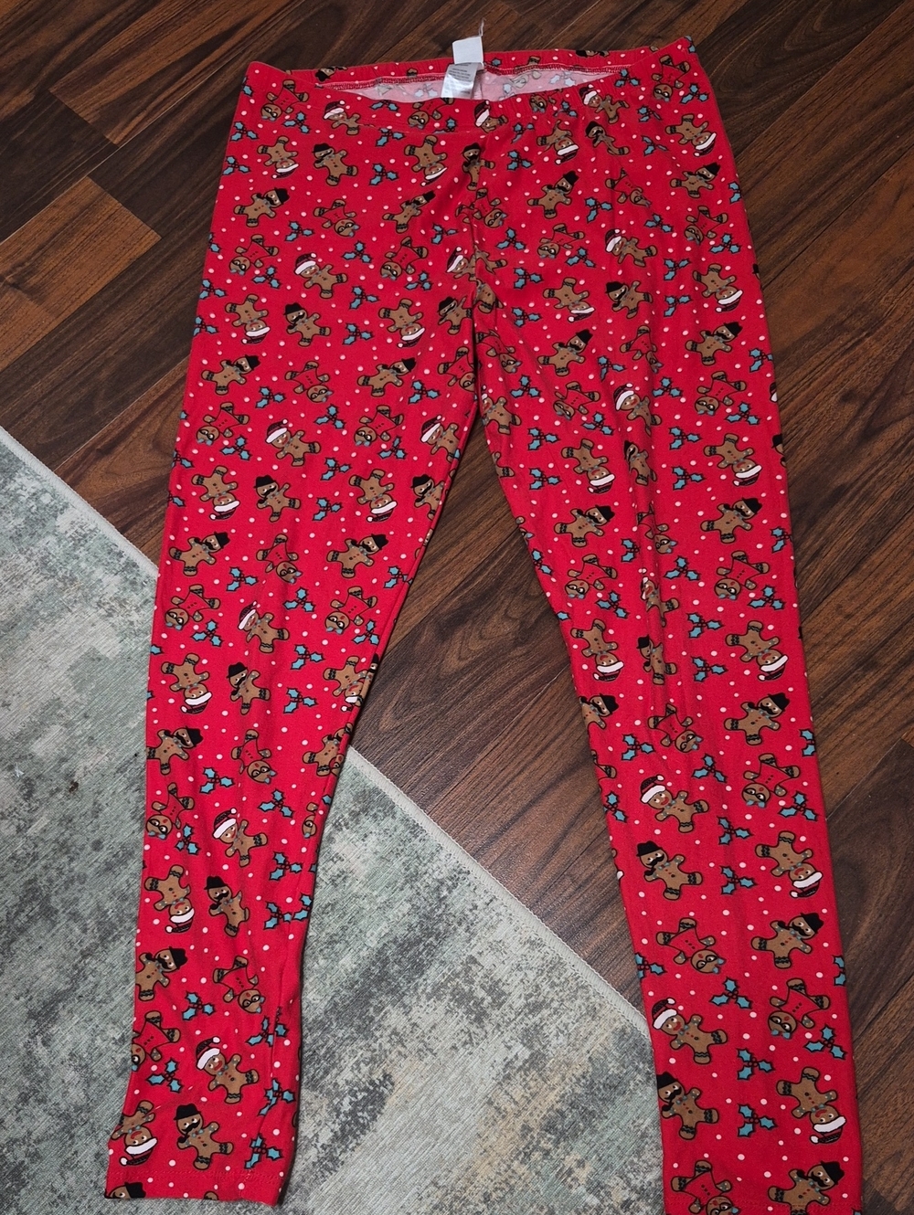Holiday Time Red Gingerbread Print Leggings